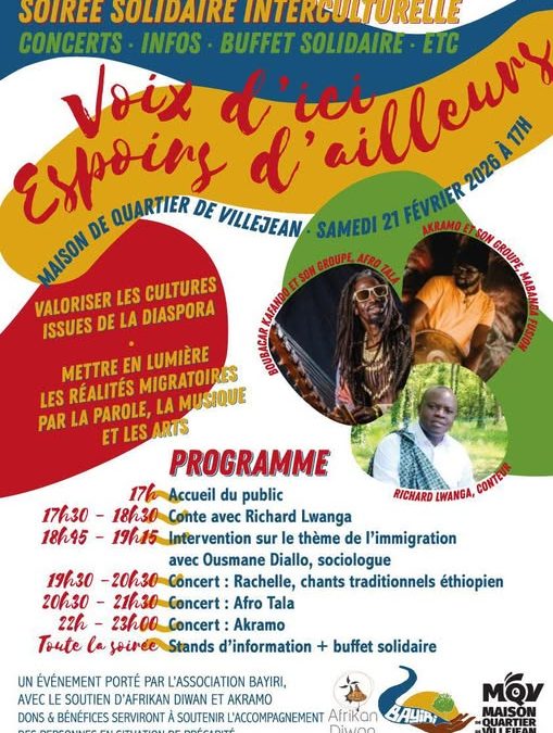 Soirée solidaire: Voix d’ici – espoirs d’ailleurs Samedi 21/02/2026