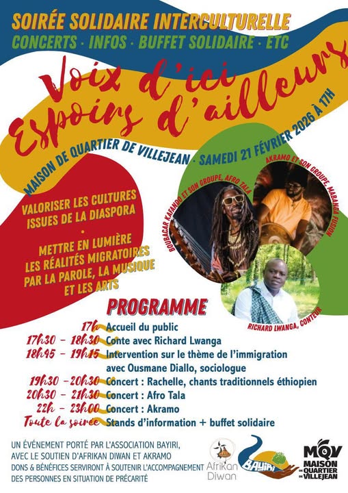 Soirée solidaire: Voix d’ici – espoirs d’ailleurs Samedi 21/02/2026 