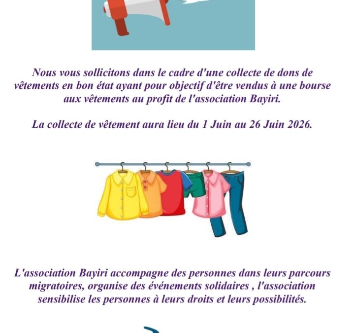 Lancement compagne de dons vêtements